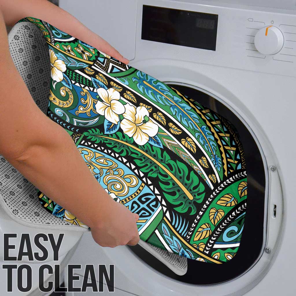 Polynesian Hibiscus Tropical Green Floral Bathroom Set Tribal Pattern - Polynesian Pride