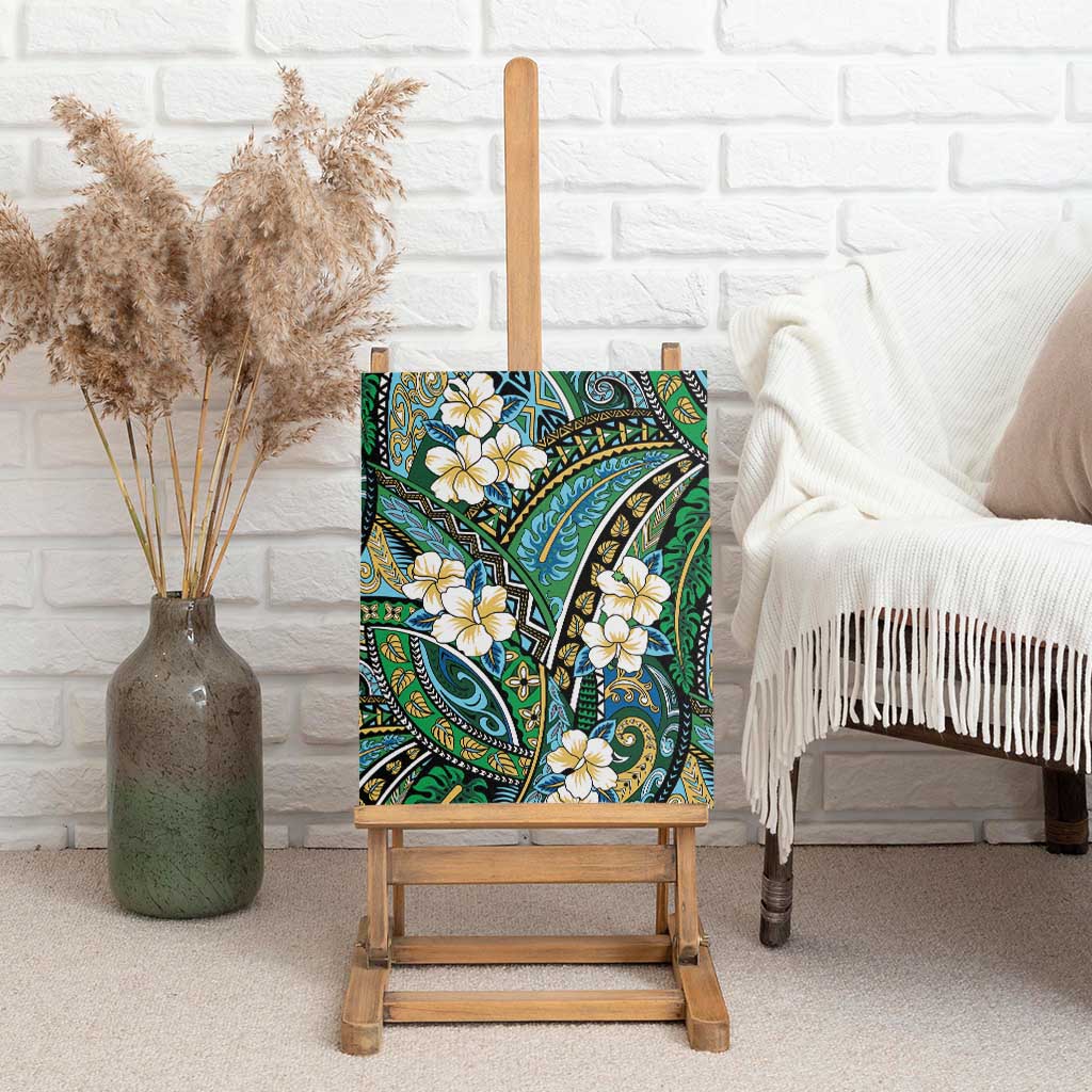 Polynesian Hibiscus Tropical Green Floral Canvas Wall Art Tribal Pattern LT01 - Polynesian Pride