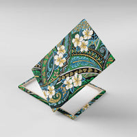 Polynesian Hibiscus Tropical Green Floral Canvas Wall Art Tribal Pattern LT01 With Frame Green - Polynesian Pride