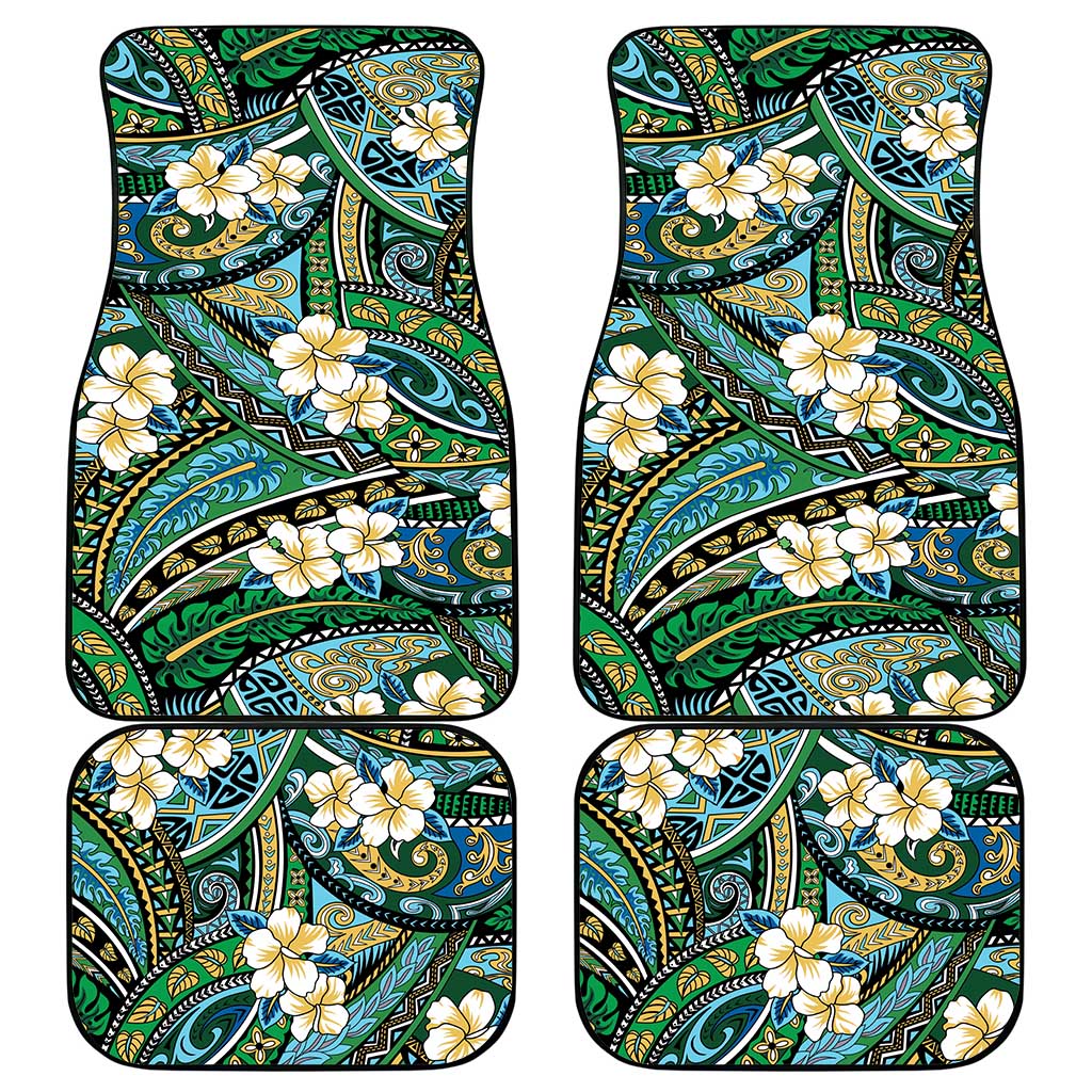 Polynesian Hibiscus Tropical Green Floral Car Mats Tribal Pattern LT01 - Polynesian Pride