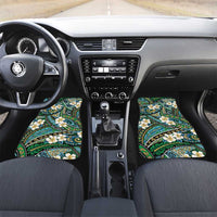 Polynesian Hibiscus Tropical Green Floral Car Mats Tribal Pattern LT01 Set 2pcs - Front Green - Polynesian Pride