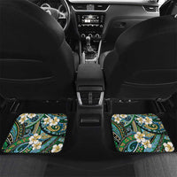 Polynesian Hibiscus Tropical Green Floral Car Mats Tribal Pattern LT01 Set 2pcs - Back Green - Polynesian Pride