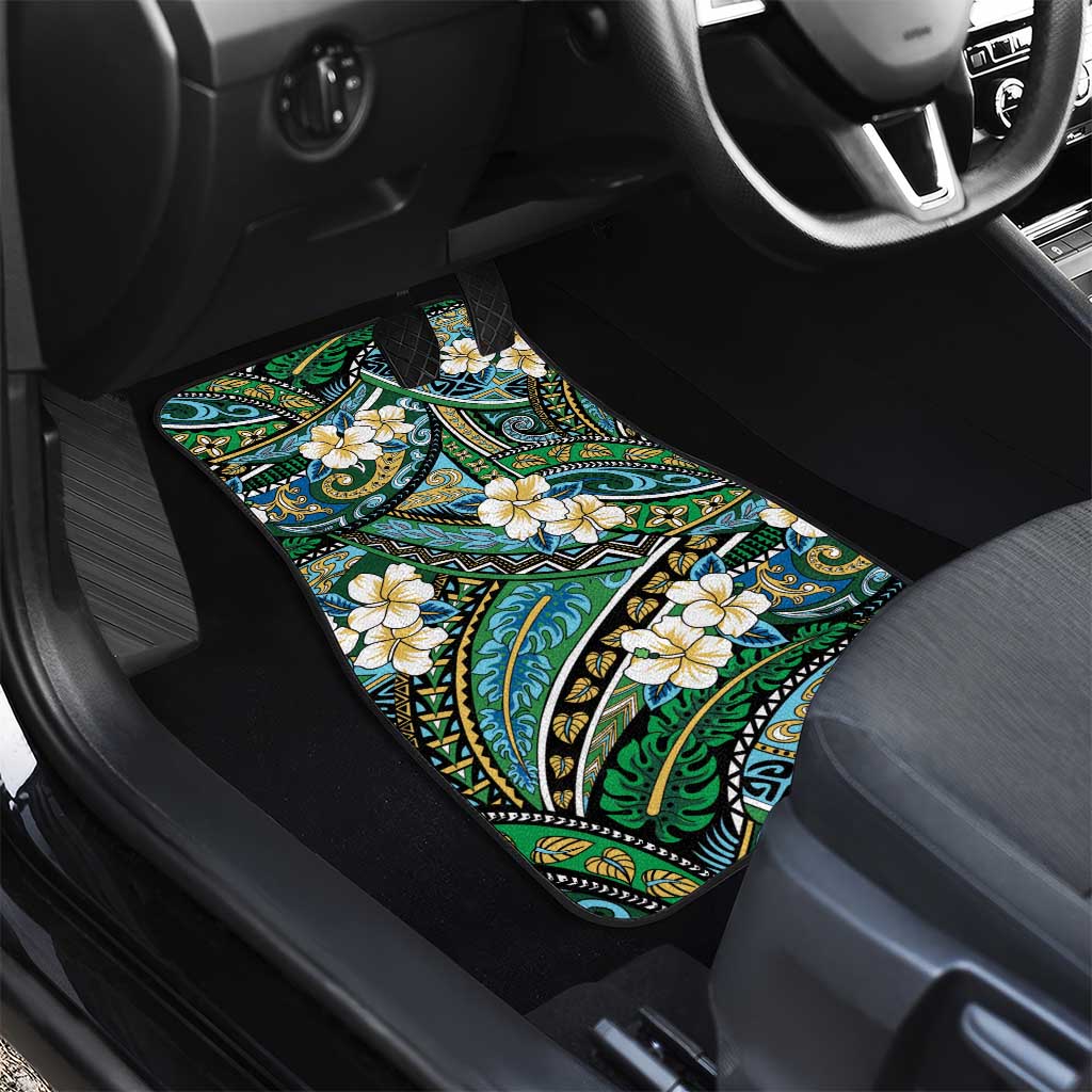 Polynesian Hibiscus Tropical Green Floral Car Mats Tribal Pattern LT01 - Polynesian Pride