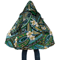 Polynesian Hibiscus Tropical Green Floral Cloak Tribal Pattern - Polynesian Pride