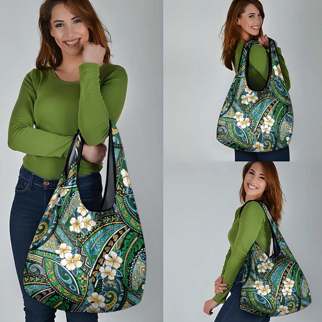 Polynesian Hibiscus Tropical Green Floral Grocery Bag Tribal Pattern LT01 - Polynesian Pride