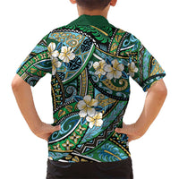 Polynesian Hibiscus Tropical Green Floral Hawaiian Shirt Tribal Pattern - Polynesian Pride