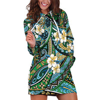 Polynesian Hibiscus Tropical Green Floral Hoodie Dress Tribal Pattern LT01 Green - Polynesian Pride