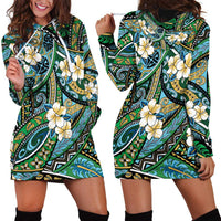 Polynesian Hibiscus Tropical Green Floral Hoodie Dress Tribal Pattern LT01 - Polynesian Pride