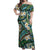 Polynesian Hibiscus Tropical Green Floral Off Shoulder Maxi Dress Tribal Pattern - Polynesian Pride