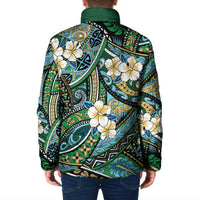 Polynesian Hibiscus Tropical Green Floral Padded Jacket Tribal Pattern LT01 - Polynesian Pride