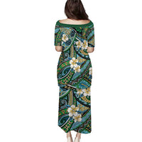 Polynesian Hibiscus Tropical Green Floral Puletasi Tribal Pattern LT01 - Polynesian Pride