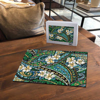 Polynesian Hibiscus Tropical Green Floral Puzzle Tribal Pattern LT01 - Polynesian Pride