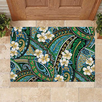 Polynesian Hibiscus Tropical Green Floral Rubber Doormat Tribal Pattern LT01 Green - Polynesian Pride