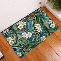 Polynesian Hibiscus Tropical Green Floral Rubber Doormat Tribal Pattern LT01 - Polynesian Pride