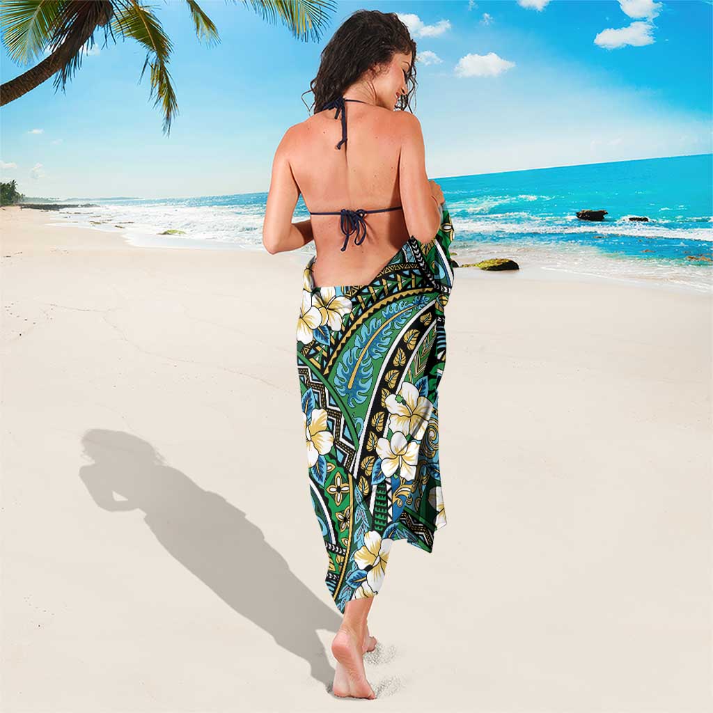 Polynesian Hibiscus Tropical Green Floral Sarong Tribal Pattern - Polynesian Pride
