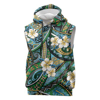 Polynesian Hibiscus Tropical Green Floral Sleeveless Hoodie Tribal Pattern LT01 Green - Polynesian Pride