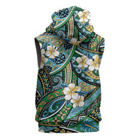 Polynesian Hibiscus Tropical Green Floral Sleeveless Hoodie Tribal Pattern LT01 - Polynesian Pride