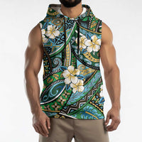 Polynesian Hibiscus Tropical Green Floral Sleeveless Hoodie Tribal Pattern LT01 - Polynesian Pride