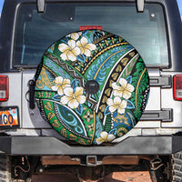 Polynesian Hibiscus Tropical Green Floral Spare Tire Cover Tribal Pattern - Polynesian Pride