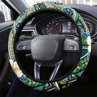 Polynesian Hibiscus Tropical Green Floral Steering Wheel Cover Tribal Pattern LT01 - Polynesian Pride