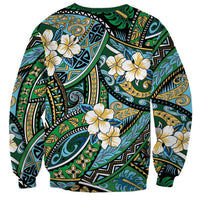 Polynesian Hibiscus Tropical Green Floral Sweatshirt Tribal Pattern LT01 - Polynesian Pride