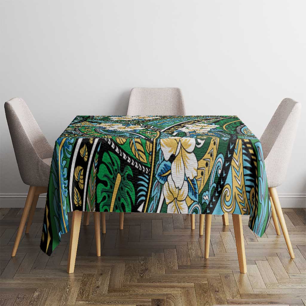 Polynesian Hibiscus Tropical Green Floral Tablecloth Tribal Pattern LT01 - Polynesian Pride