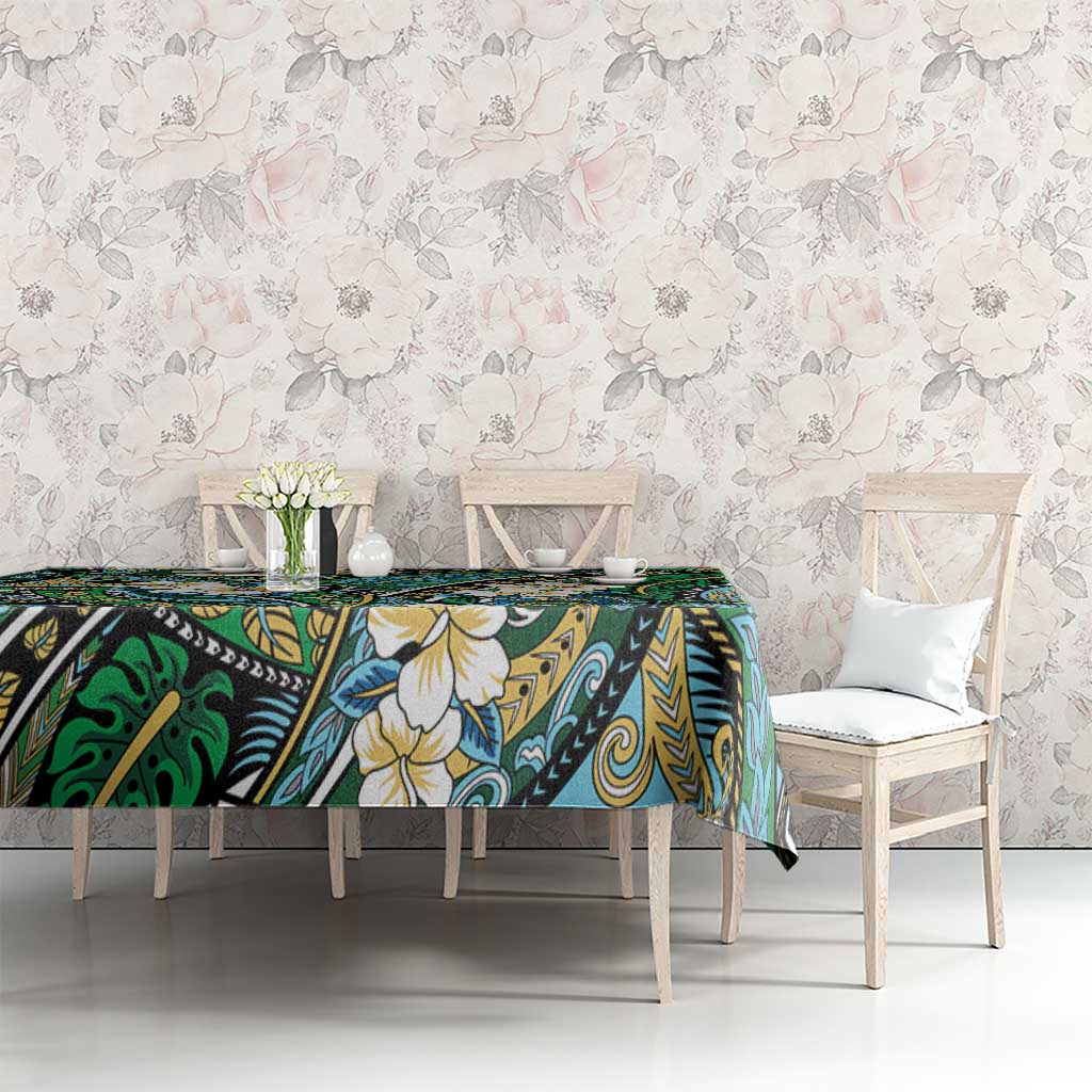 Polynesian Hibiscus Tropical Green Floral Tablecloth Tribal Pattern LT01 - Polynesian Pride