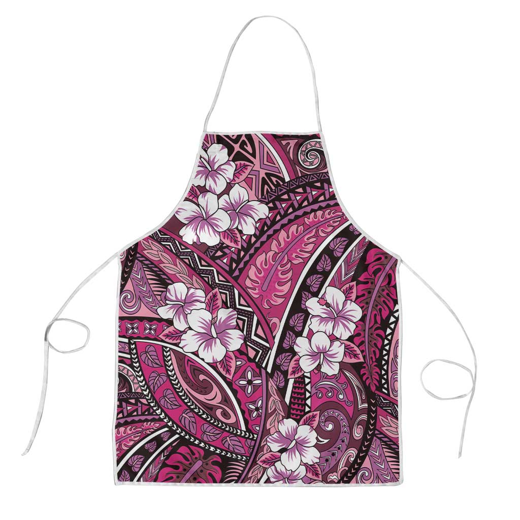Polynesian Hibiscus Tropical Pink Floral Apron Tribal Pattern LT01 Pink - Polynesian Pride