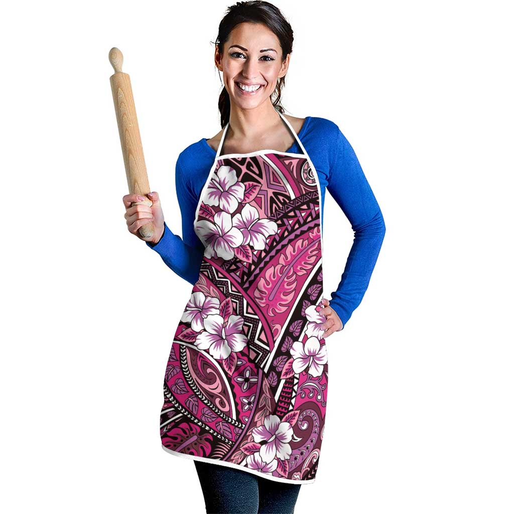 Polynesian Hibiscus Tropical Pink Floral Apron Tribal Pattern LT01 - Polynesian Pride