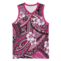Polynesian Hibiscus Tropical Pink Floral Basketball Jersey Tribal Pattern LT01 Unisex Pink - Polynesian Pride