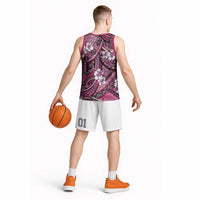 Polynesian Hibiscus Tropical Pink Floral Basketball Jersey Tribal Pattern LT01 - Polynesian Pride