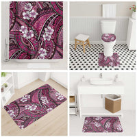 Polynesian Hibiscus Tropical Pink Floral Bathroom Set Tribal Pattern - Polynesian Pride