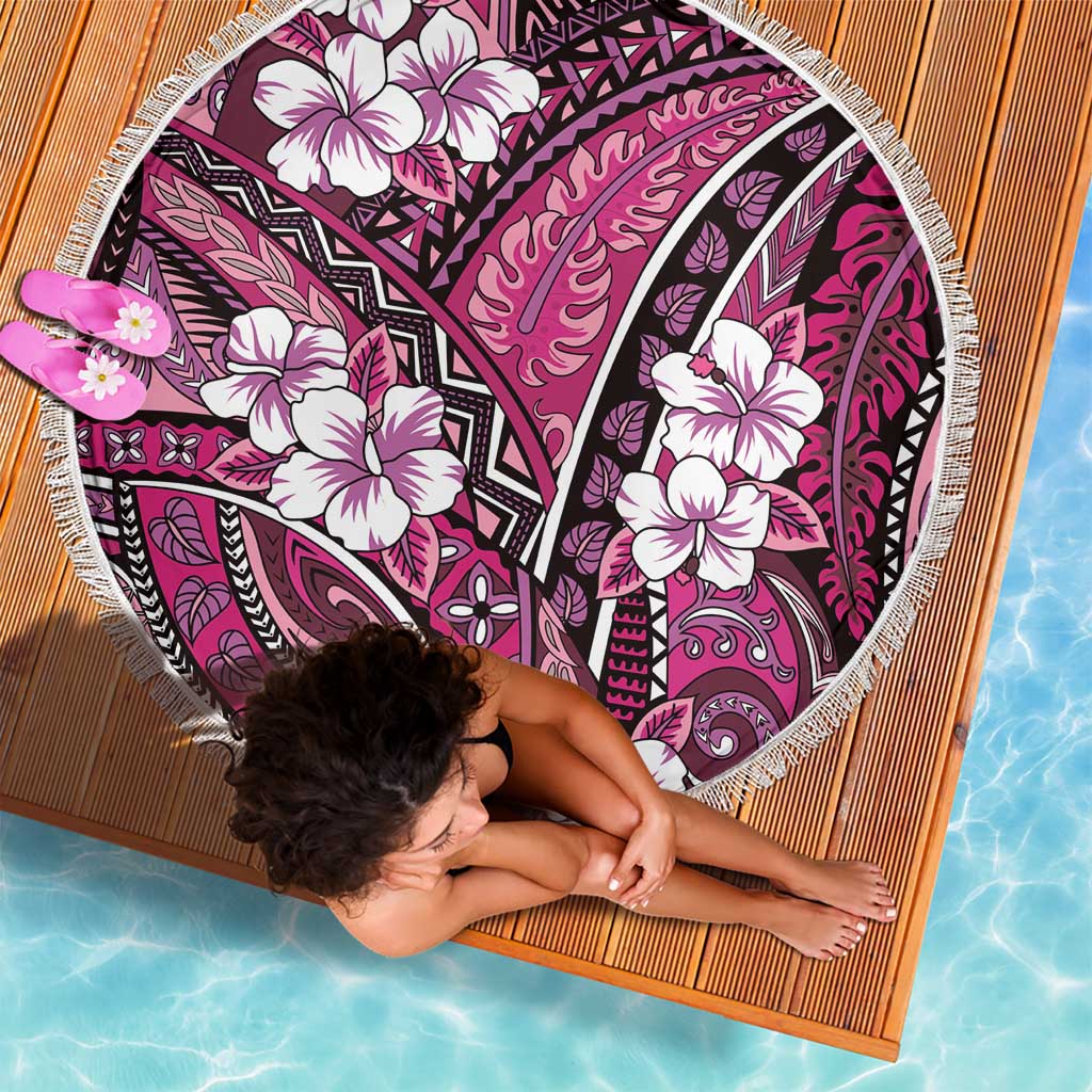Polynesian Hibiscus Tropical Pink Floral Beach Blanket Tribal Pattern LT01 - Polynesian Pride