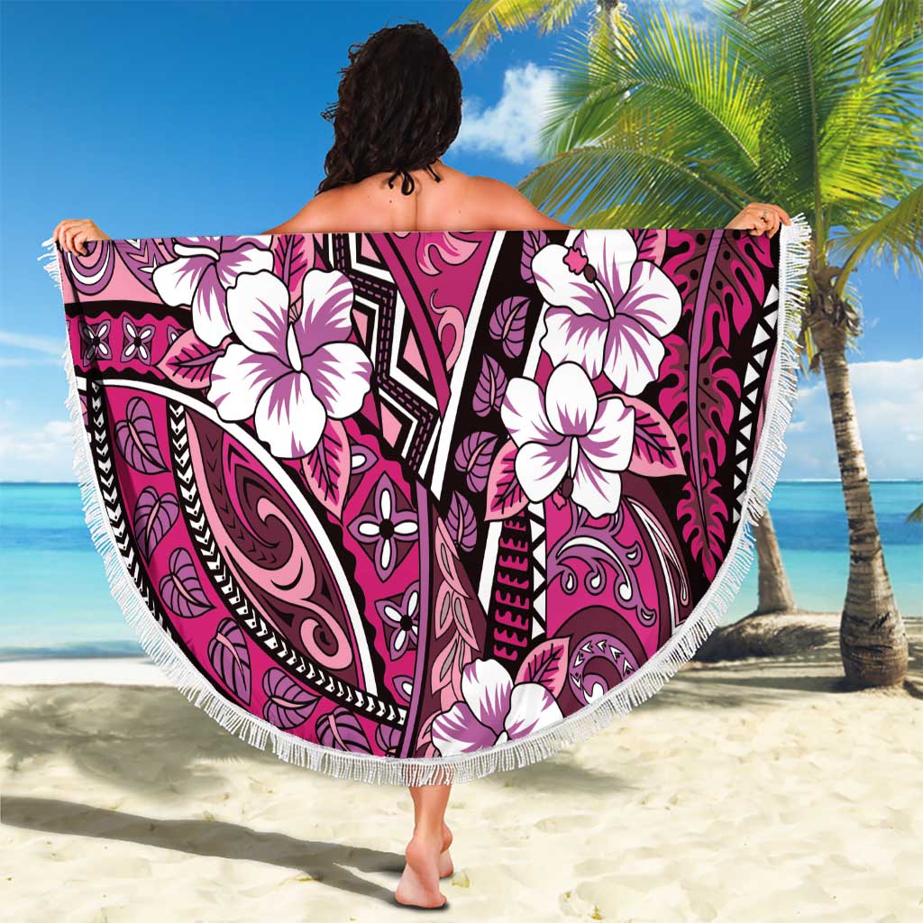 Polynesian Hibiscus Tropical Pink Floral Beach Blanket Tribal Pattern LT01 - Polynesian Pride