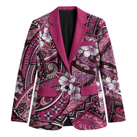 Polynesian Hibiscus Tropical Pink Floral Blazer Tribal Pattern - Polynesian Pride