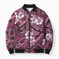 Polynesian Hibiscus Tropical Pink Floral Bomber Puffer Jacket Tribal Pattern LT01 Unisex Pink - Polynesian Pride
