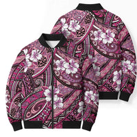 Polynesian Hibiscus Tropical Pink Floral Bomber Puffer Jacket Tribal Pattern LT01 - Polynesian Pride