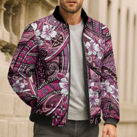 Polynesian Hibiscus Tropical Pink Floral Bomber Puffer Jacket Tribal Pattern LT01 - Polynesian Pride