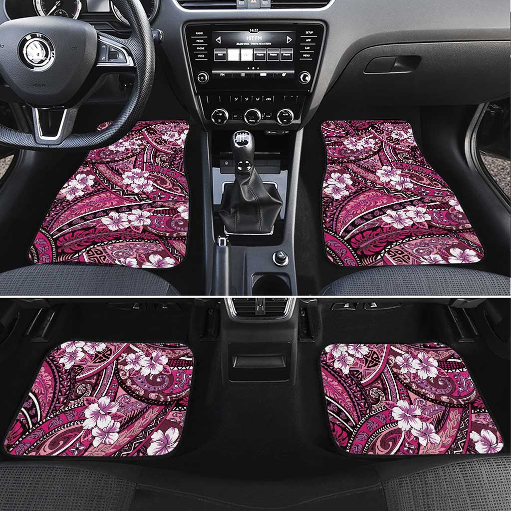 Polynesian Hibiscus Tropical Pink Floral Car Mats Tribal Pattern LT01 Set 4pcs Pink - Polynesian Pride