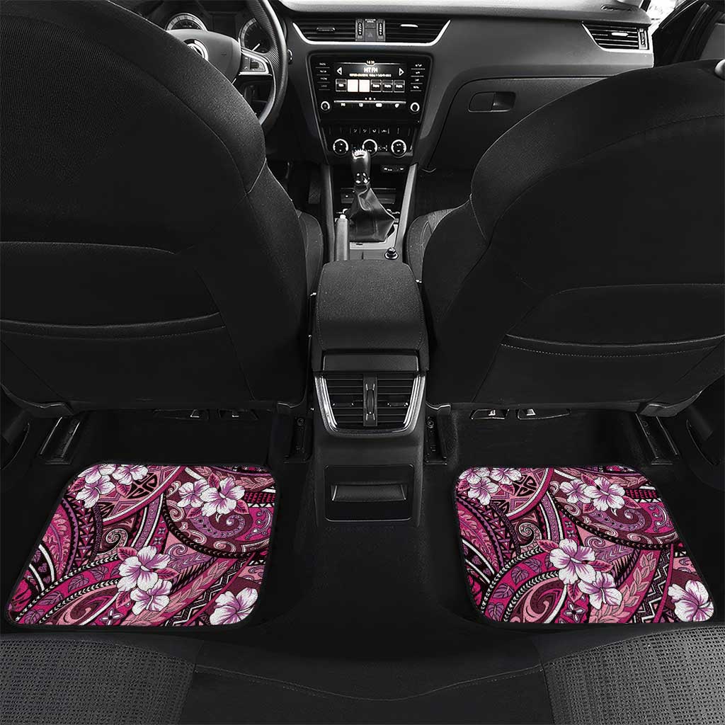 Polynesian Hibiscus Tropical Pink Floral Car Mats Tribal Pattern LT01 Set 2pcs - Back Pink - Polynesian Pride