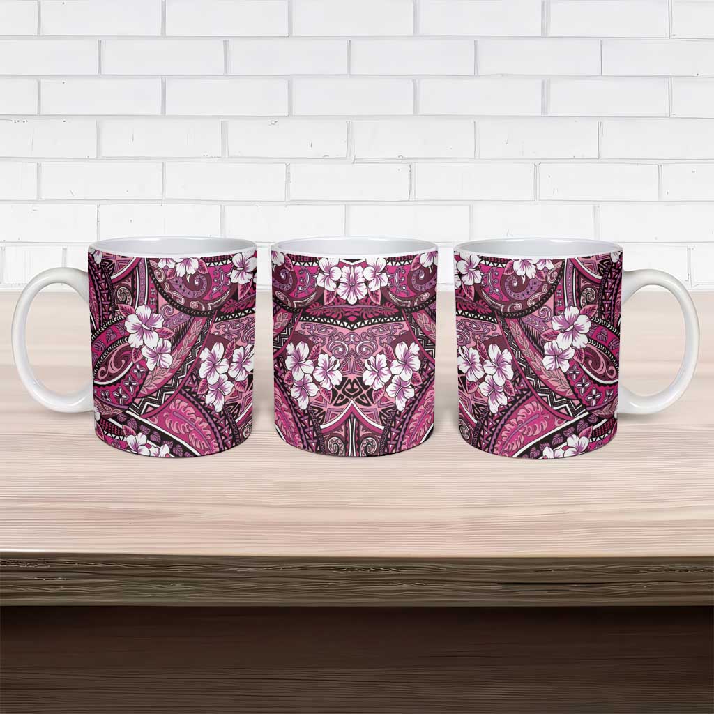 Polynesian Hibiscus Tropical Pink Floral Ceramic Mug Tribal Pattern LT01 - Polynesian Pride