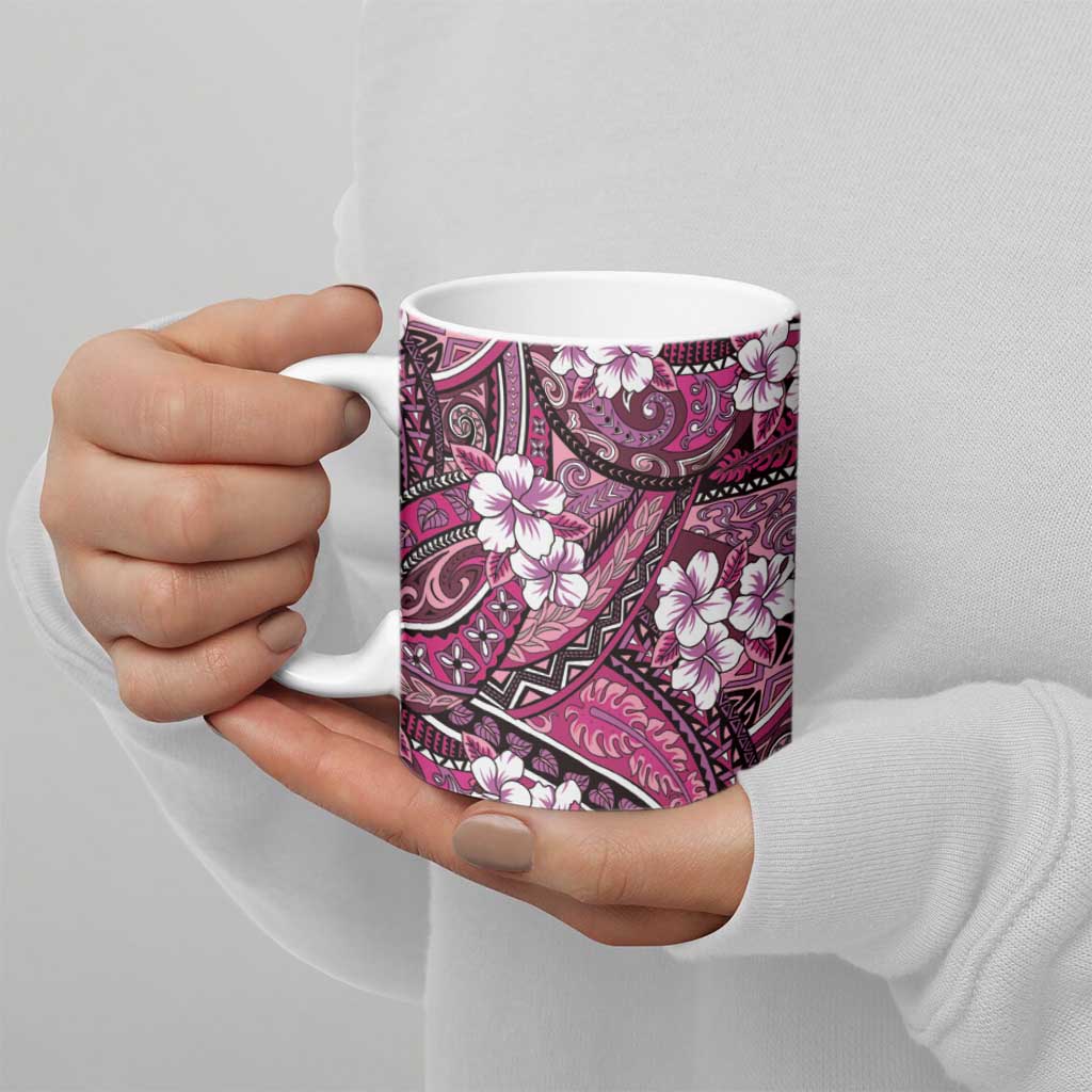 Polynesian Hibiscus Tropical Pink Floral Ceramic Mug Tribal Pattern LT01 - Polynesian Pride