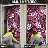 Polynesian Hibiscus Tropical Pink Floral Door Cover Tribal Pattern - Polynesian Pride