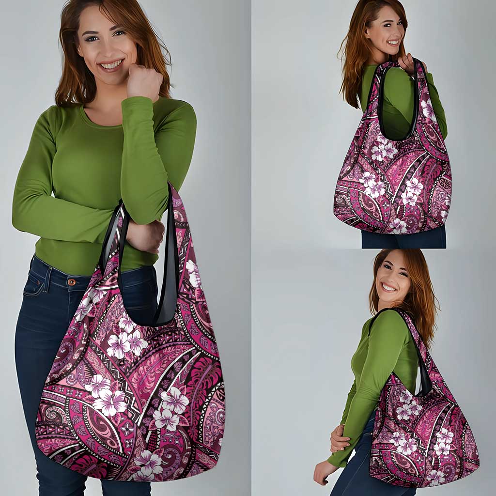 Polynesian Hibiscus Tropical Pink Floral Grocery Bag Tribal Pattern LT01 - Polynesian Pride