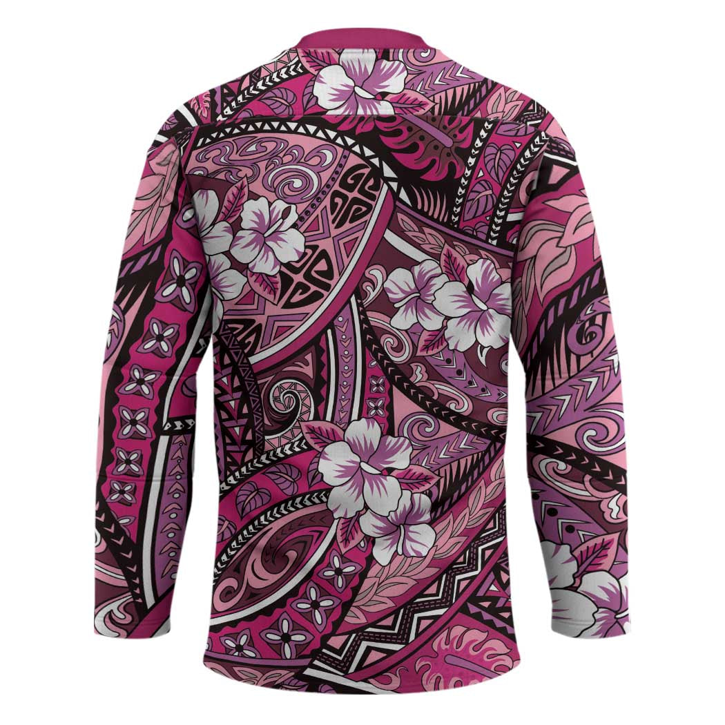 Polynesian Hibiscus Tropical Pink Floral Hockey Jersey Tribal Pattern LT01 - Polynesian Pride