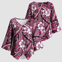 Polynesian Hibiscus Tropical Pink Floral Kimono Sleeve Blouse Tribal Pattern LT01 - Polynesian Pride