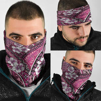 Polynesian Hibiscus Tropical Pink Floral Neck Gaiter Tribal Pattern - Polynesian Pride