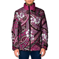 Polynesian Hibiscus Tropical Pink Floral Padded Jacket Tribal Pattern LT01 Men Pink - Polynesian Pride