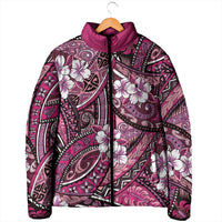 Polynesian Hibiscus Tropical Pink Floral Padded Jacket Tribal Pattern LT01 - Polynesian Pride