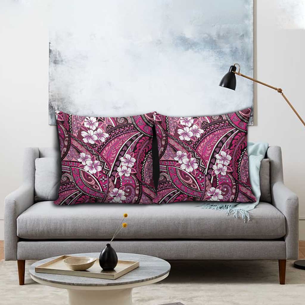 Polynesian Hibiscus Tropical Pink Floral Pillow Cover Tribal Pattern - Polynesian Pride